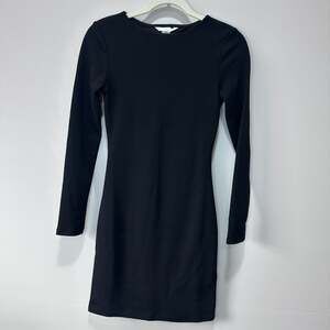 H&M Black Long Sleeve Back Cut-Out Bodycon Mini Dress